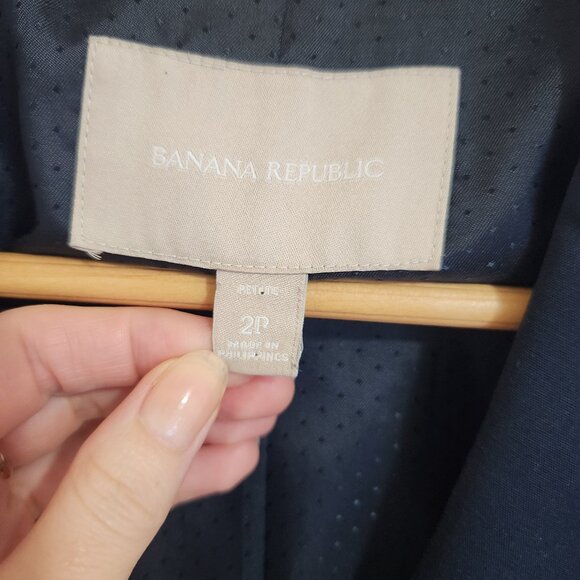 Banana Republic Single Breast Cotton-Blend Navy Suit Blazer 2P - Picture 3 of 14